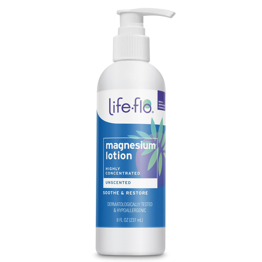 LIFE-FLO bottle front view showing label and 8oz size, clear product identity and benefit