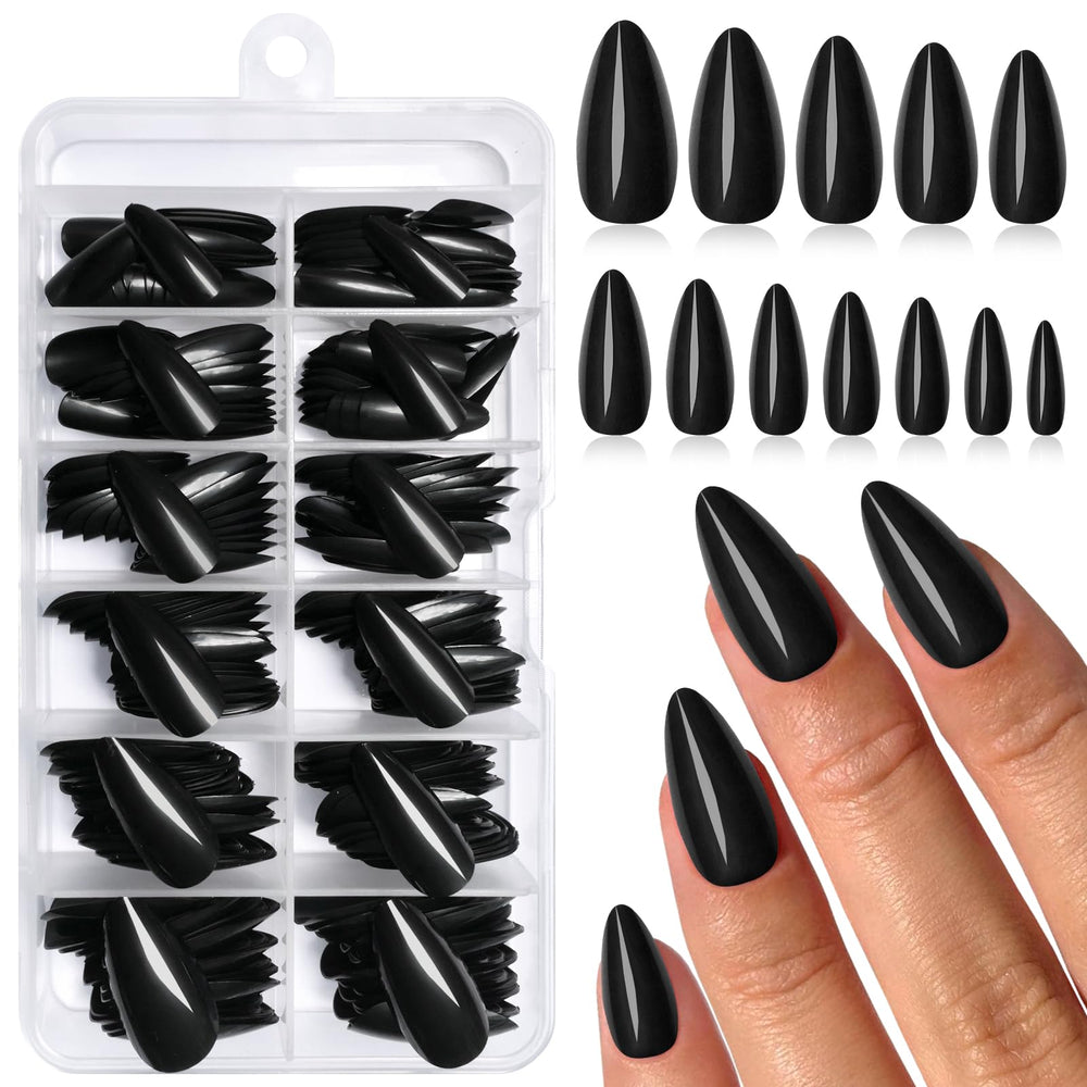 Lifextol front packaging showing glossy black almond tips and included tools, easy selection