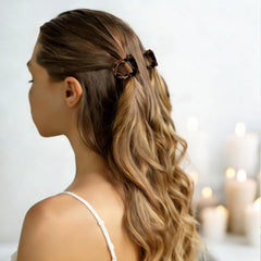 LIHELEI clip holding half-up hairstyle illustrating quick-styling benefit
