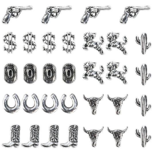 LIKEYO front packaging showing 32 western nail charms and set contents benefit display