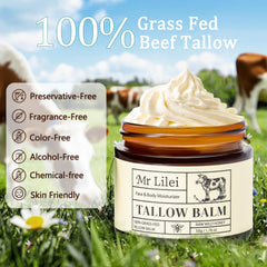 Lilei Beauty open jar revealing smooth tallow balm ready for application