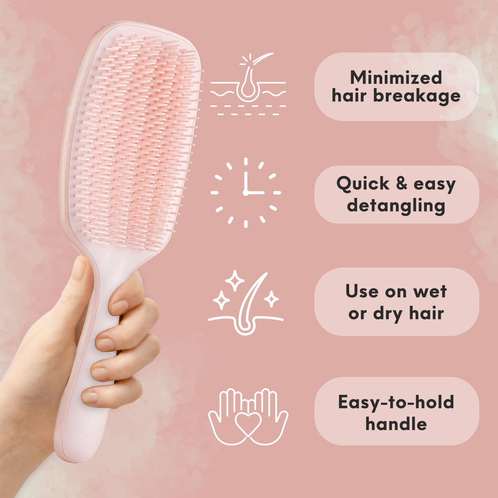 Lily England three-tiered bristles detail demonstrating flexible teeth that reduce pulling