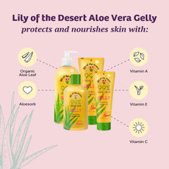 Lily Of The Desert gel applied to skin from a hand illustrating smooth absorption