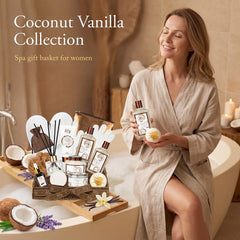 LILY ROY waffle slippers and shower gloves displayed for comfort and exfoliation