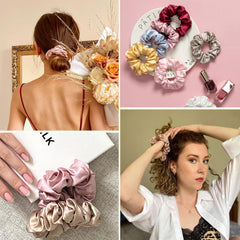 LilySilk packaged scrunchy with label conveying premium grade 6A silk quality