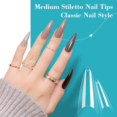 LIONVISON close-up of clear stiletto tips showing smooth finish and fit