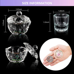 LIONVISON crystal monomer cup close-up demonstrating sturdy glass and solvent resistance
