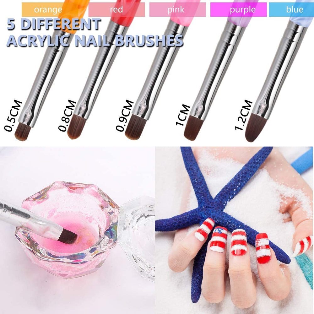 LIONVISON five dual-ended brushes laid flat showing tool variety for versatile nail art
