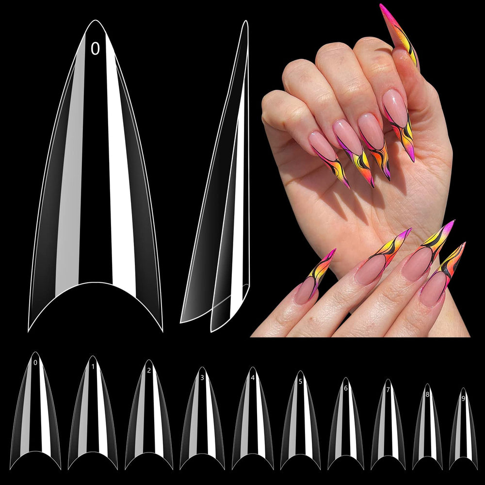 LIONVISON front packaging showing 500 clear stiletto nail tips for value