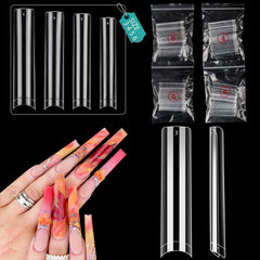 LIONVISON front packaging of 200 clear long nail tips showing quantity and finish benefit