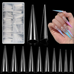 LIONVISON front packaging showing 500-piece stiletto tips and benefits