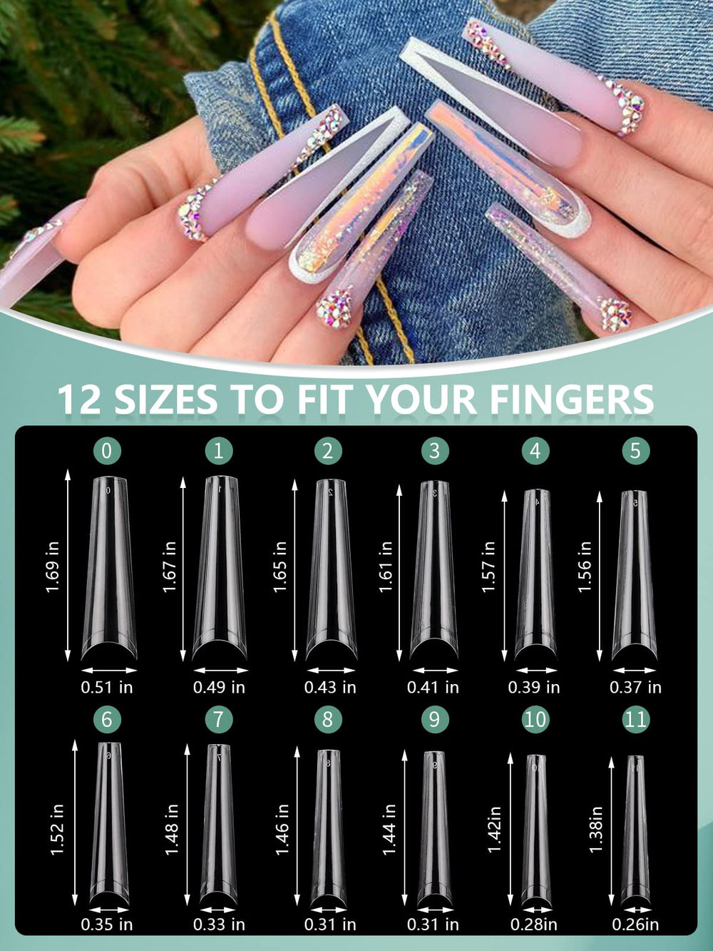 LIONVISON model hand wearing applied coffin nails for style demo