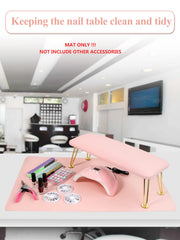 LIONVISON mat beside hand rest and polish bottles showing generous workspace benefit