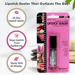 Hand holding Lip Elegance tube to show size and portability for on-the-go use