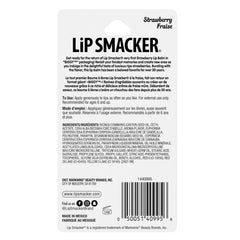 Person smiling wearing Lip Smacker Biggy Strawberry showcasing moisturizing shine and joyful vibe