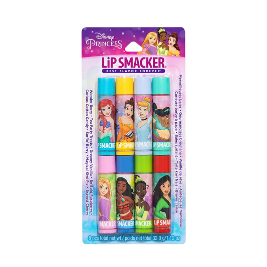 Lip Smacker front packaging showing Disney Princess designs and fun flavors