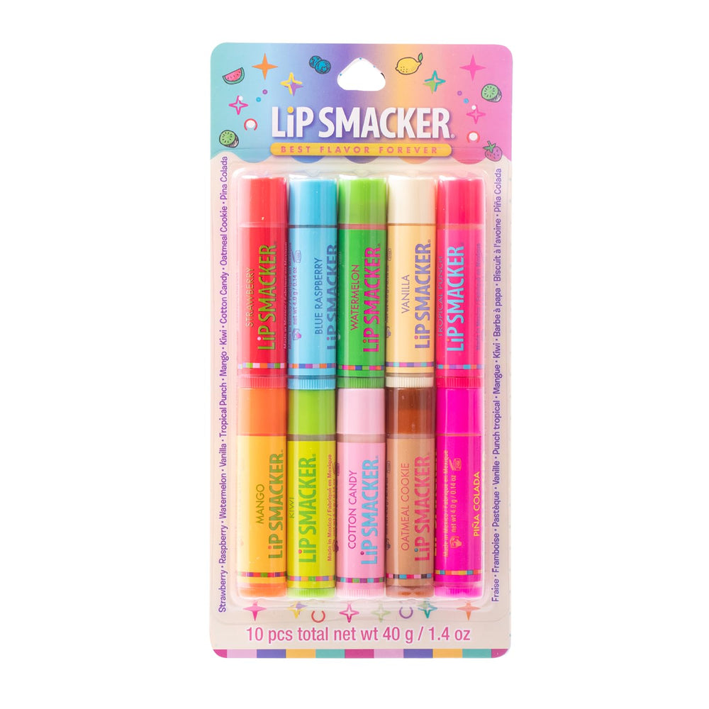 Lip Smacker front packaging showing oatmeal cookie tube, clear benefit of variety