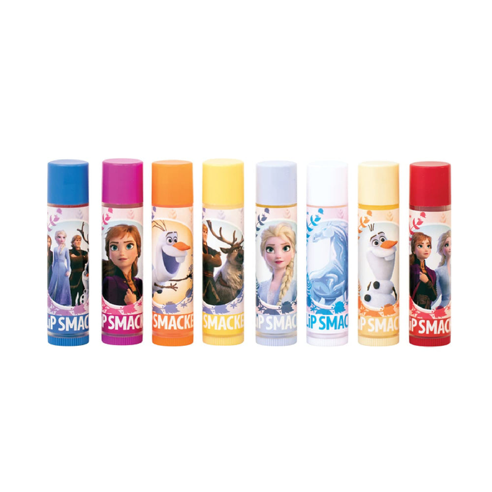 Lip Smacker Frozen 2 character closeup of Elsa tube highlighting collectible artwork and fun