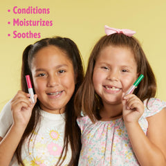Lip Smacker texture swatches on skin highlighting sheer color and shimmer