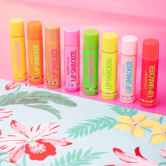 Lip Smacker tube close-up showing balm texture and easy glide benefit