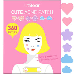 LitBear front package showing 360 acne patches and benefits
