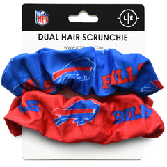 Littlearth Buffalo Bills front packaging showing two-team-color scrunchies and team logos for stylish fan support