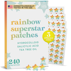 LivaClean front packaging showing 240 colorful star acne patches and quantity benefit