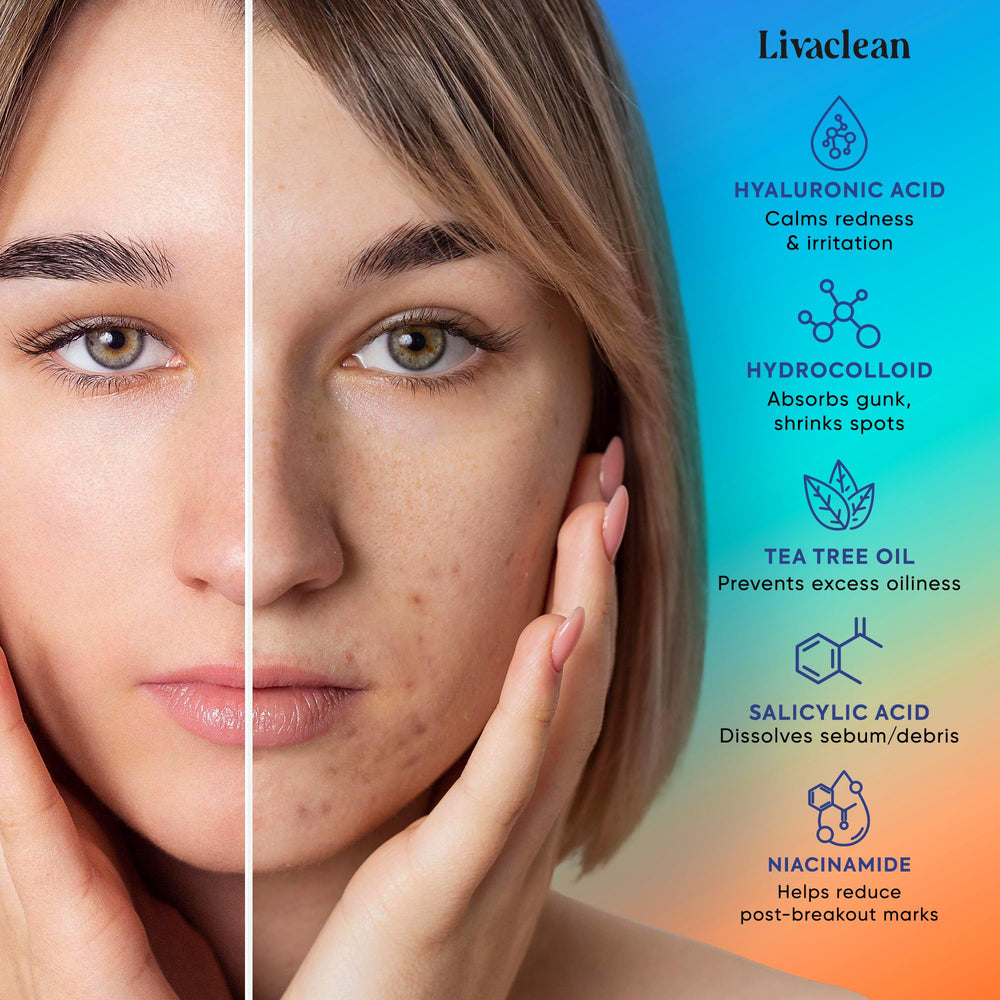 LivaClean patch beneath light makeup showing near-invisibility and daily usability