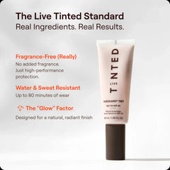Live Tinted application with fingers demonstrating buildable coverage benefit