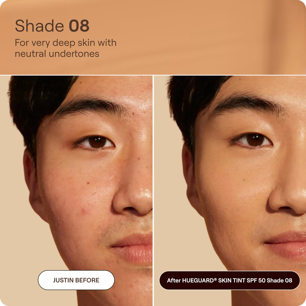 Live Tinted before-and-after face comparison highlighting natural-looking coverage and glow