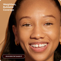 Live Tinted Hueguard swatches on skin illustrating shade 07 match and blendability