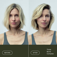 Living Proof before and after split end comparison showing reduced visible damage