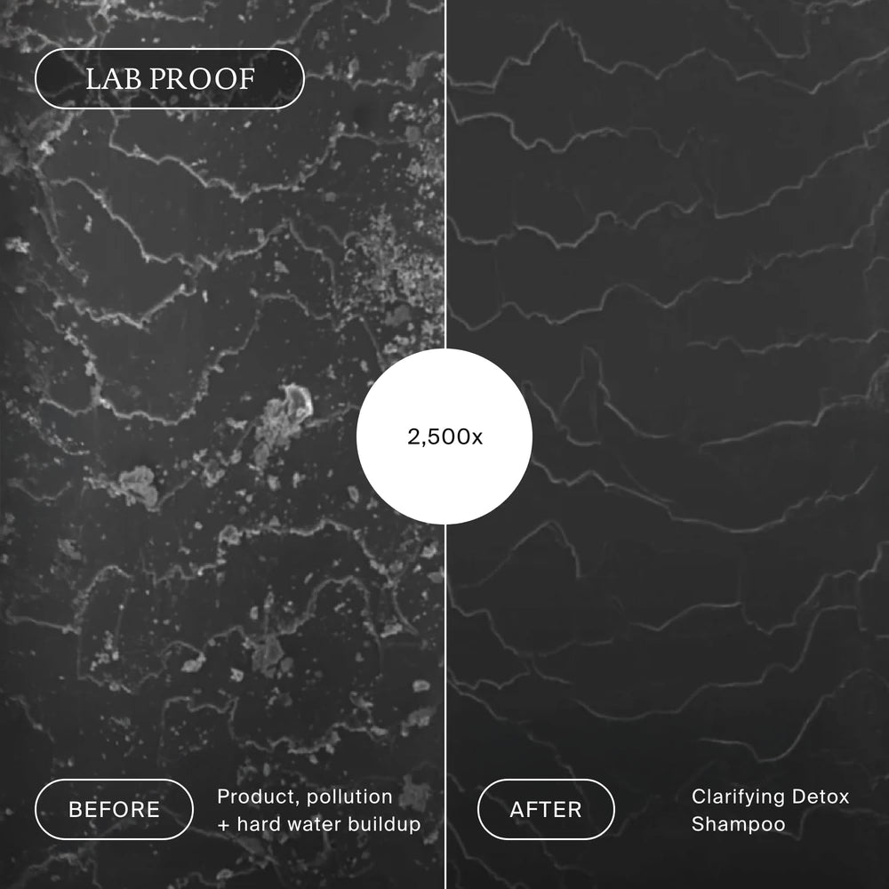 Living Proof label ingredients focus highlighting clarifying benefits