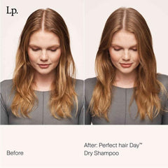 Living Proof fine spray mist over hair strands providing lightweight oil absorption