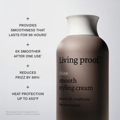 Living Proof bottle on bathroom shelf showing daily styling convenience