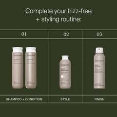 Living Proof finished hairstyle in lifestyle scene showing added shine