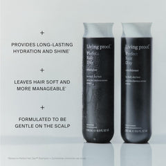 Living Proof creamy shampoo lather texture illustrating rich foaming action