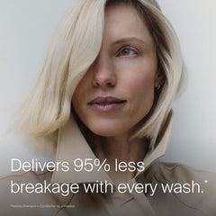 Living Proof label detail highlighting ingredients and strengthening benefit