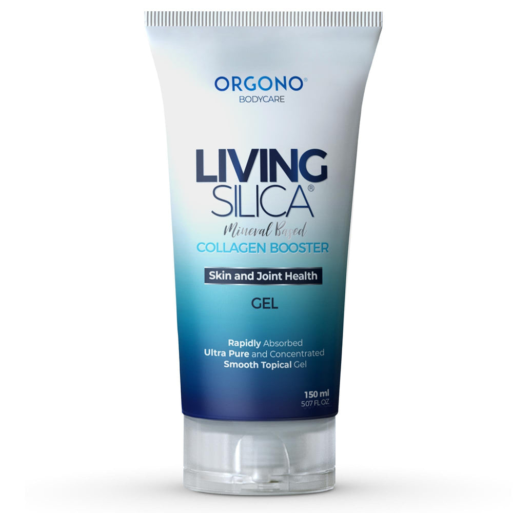 Living Silica front packaging showing 150mL bottle and brand benefit