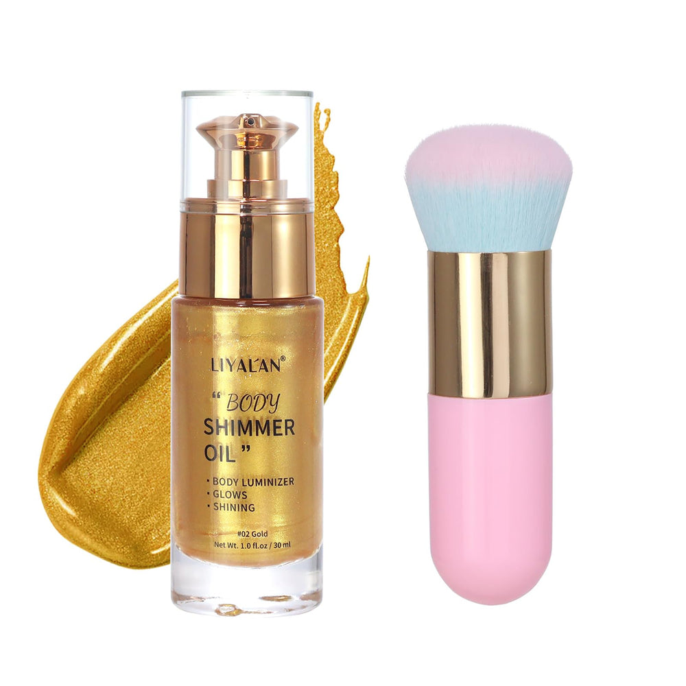 LIYALAN front packaging gold showing bottle and brush for precise glow