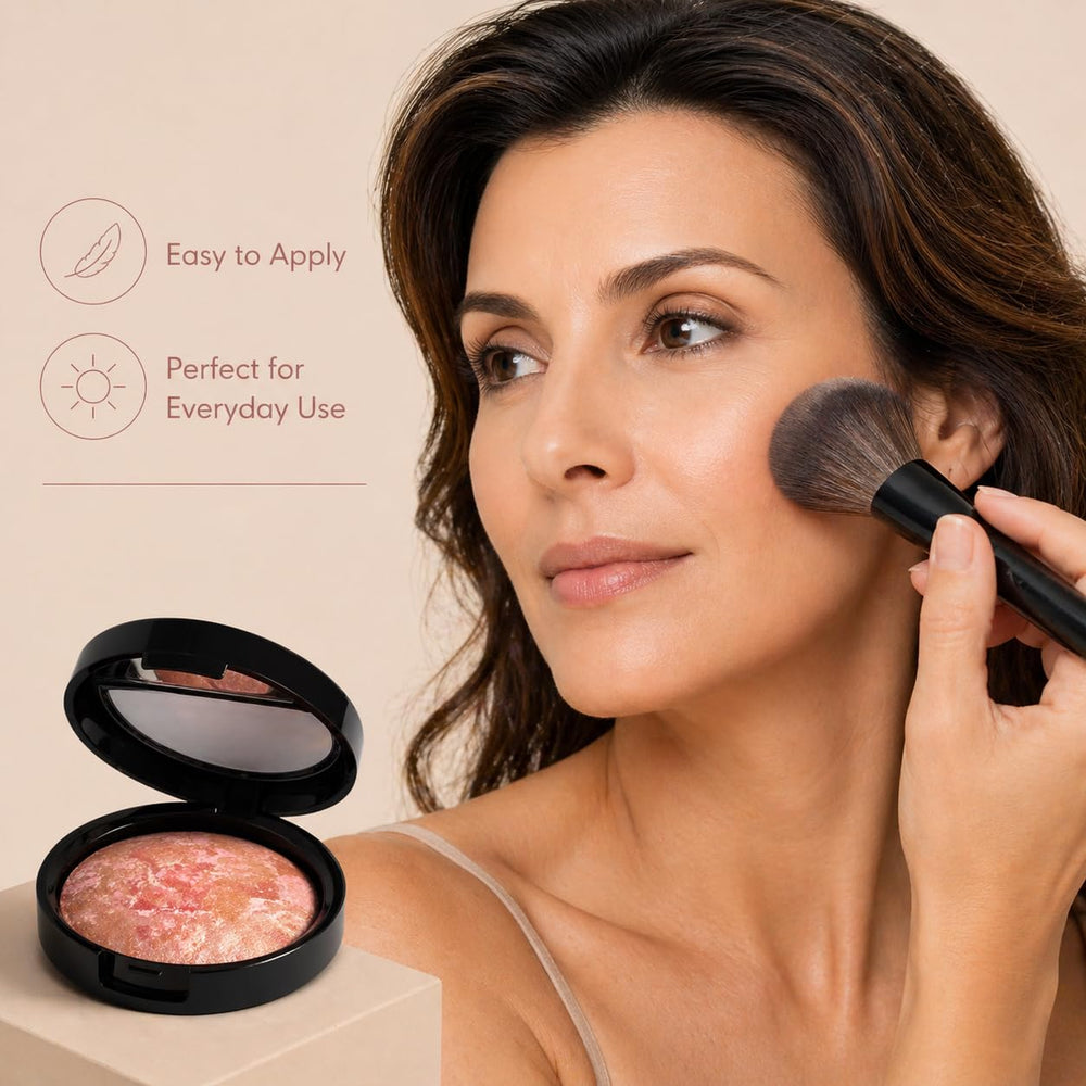 llasido model showing cheek contour with Nebula Night for natural dimension