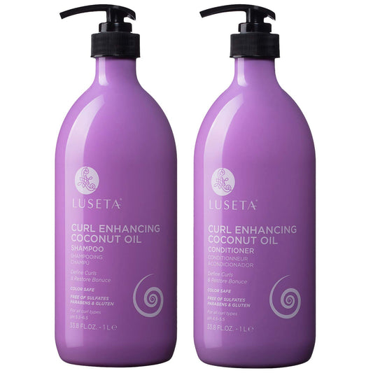 L LUSETA front packaging of shampoo and conditioner set showing product benefits