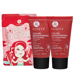 L LUSETA front packaging showing red shampoo and conditioner vivid color boost