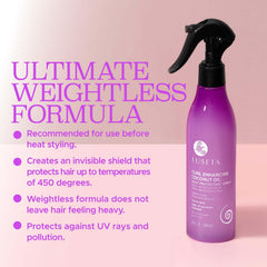 L LUSETA being applied to damp curls to boost definition