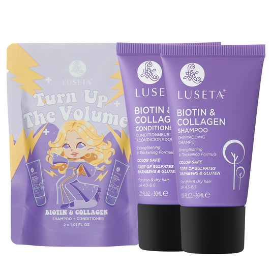 L LUSETA travel duo front packaging showing compact bottles and branding for easy packing