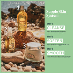 L'OCCITANE almonds with jar showcasing natural ingredients and nourishment