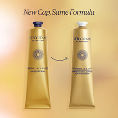 Hands applying L'Occitane cream demonstrating immediate softening and hydration