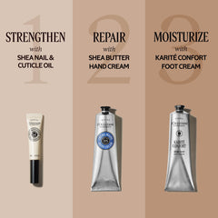 L'OCCITANE ingredient label highlighting organic shea butter benefit