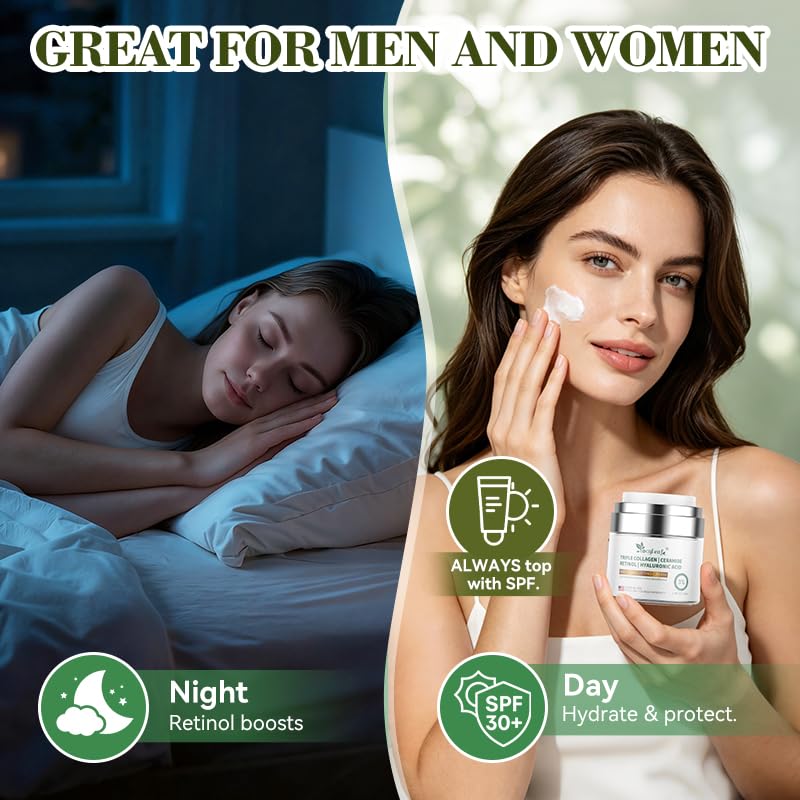 Person applying LOCYLEAF cream to face and neck for hydrated firmer-looking skin benefit