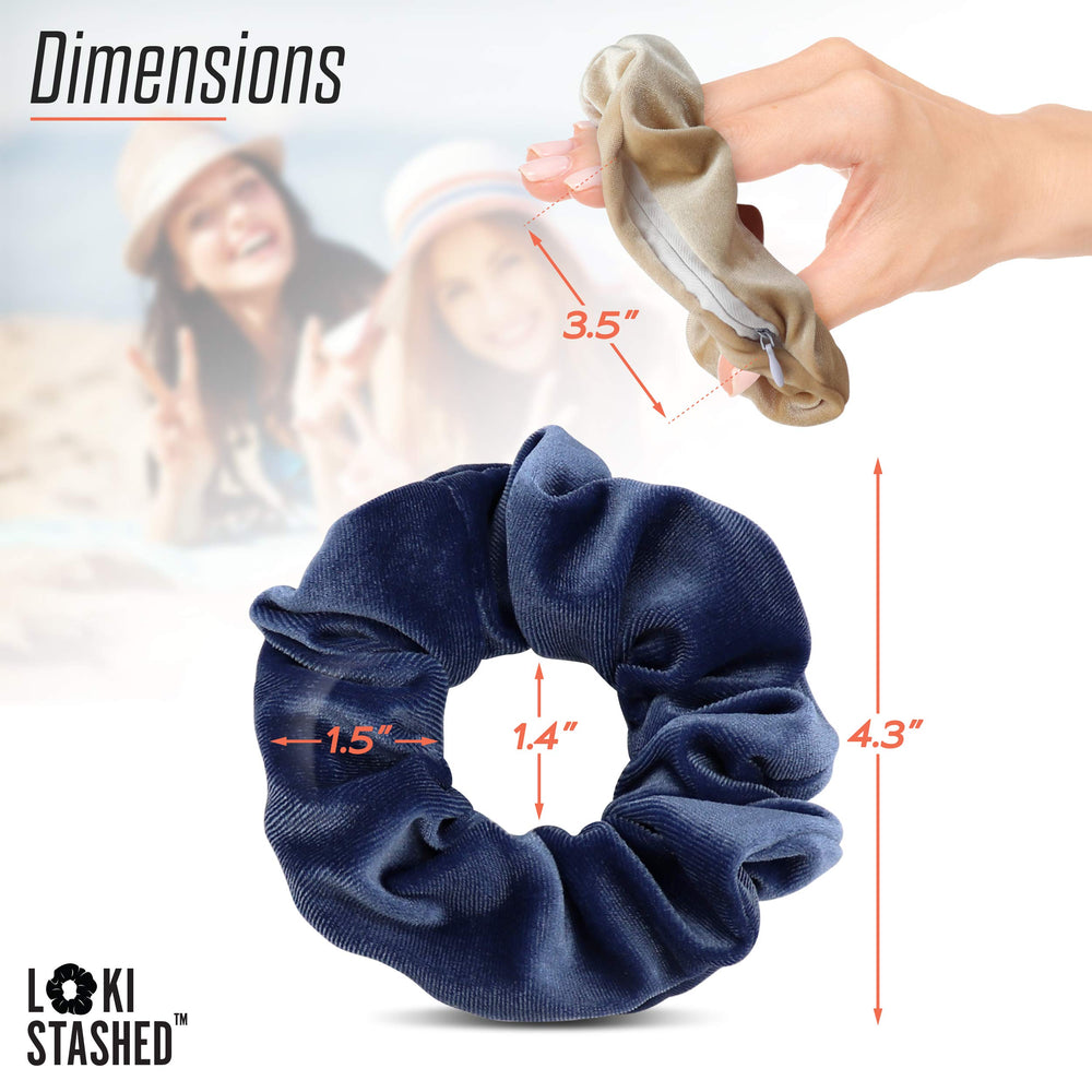 LokiStashed scrunchie in a handbag-free commute scene showing mobility and small-item safety